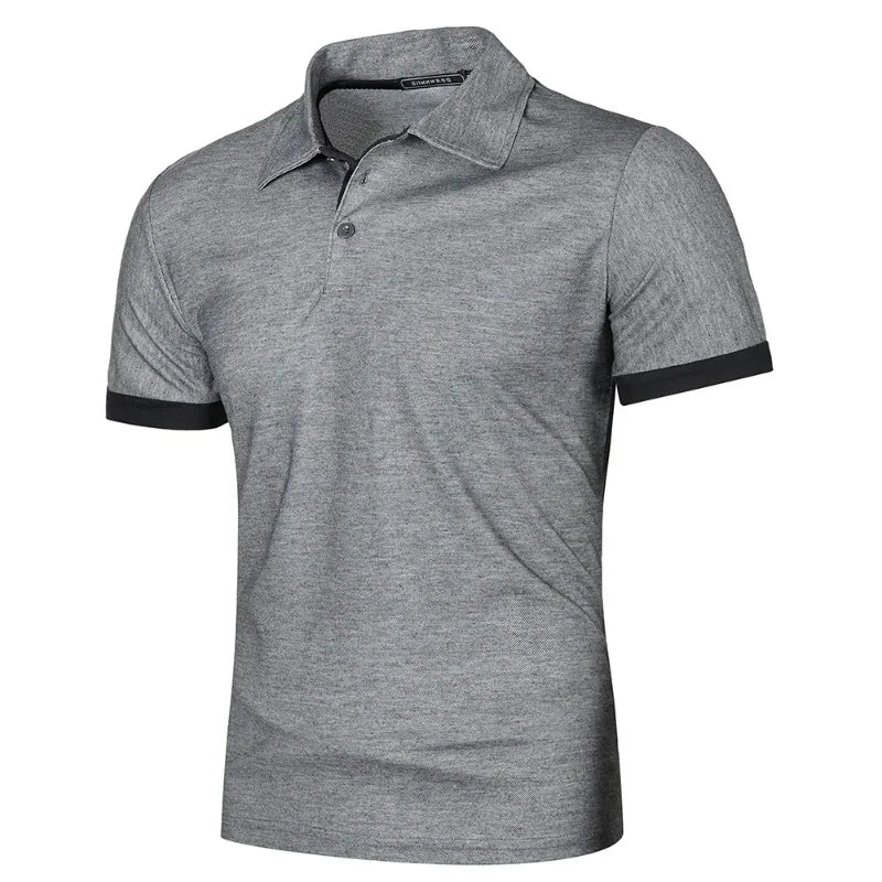 Mens Lightweight Short Sleeve Polo Shirt - Solid Color Streetwear for Summer Sports - ZOOMNSTORE
