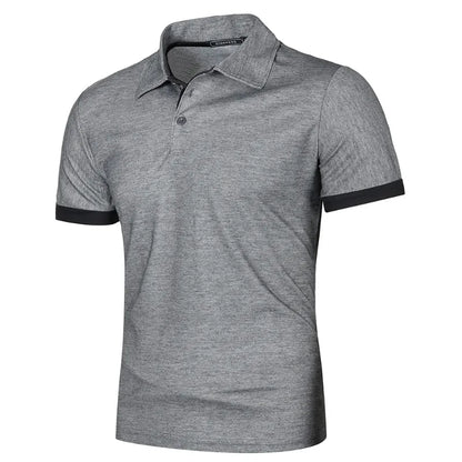 Mens Lightweight Short Sleeve Polo Shirt - Solid Color Streetwear for Summer Sports - ZOOMNSTORE