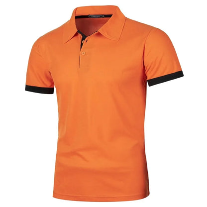 Mens Lightweight Short Sleeve Polo Shirt - Solid Color Streetwear for Summer Sports - ZOOMNSTORE