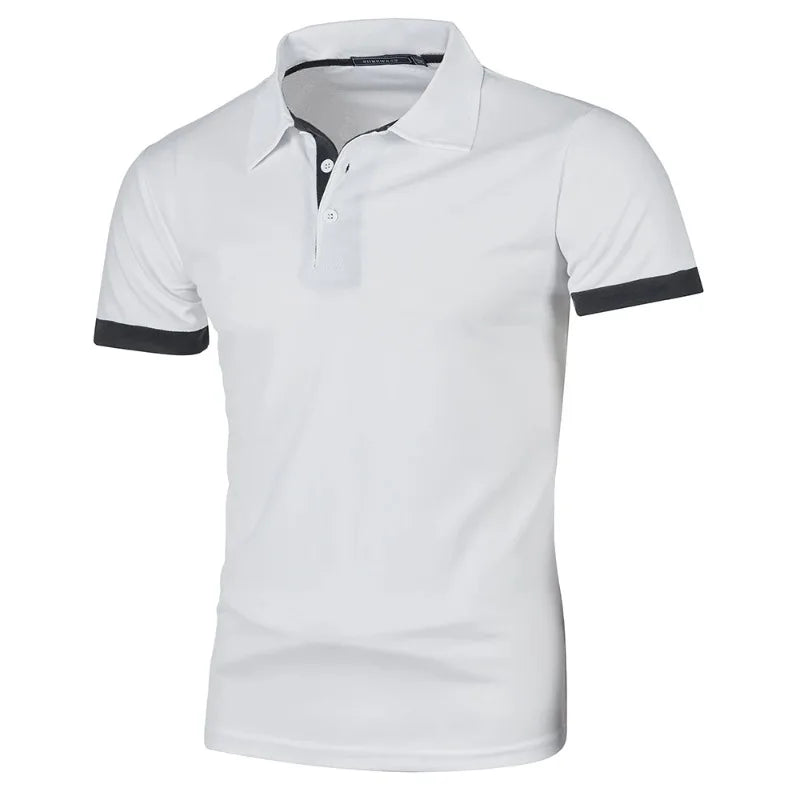 Mens Lightweight Short Sleeve Polo Shirt - Solid Color Streetwear for Summer Sports - ZOOMNSTORE