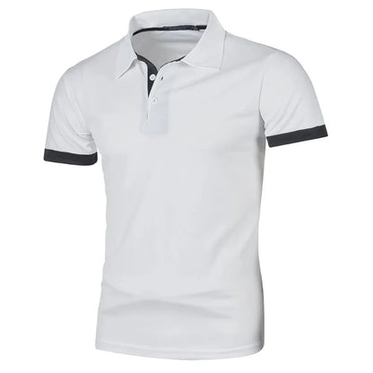Mens Lightweight Short Sleeve Polo Shirt - Solid Color Streetwear for Summer Sports - ZOOMNSTORE