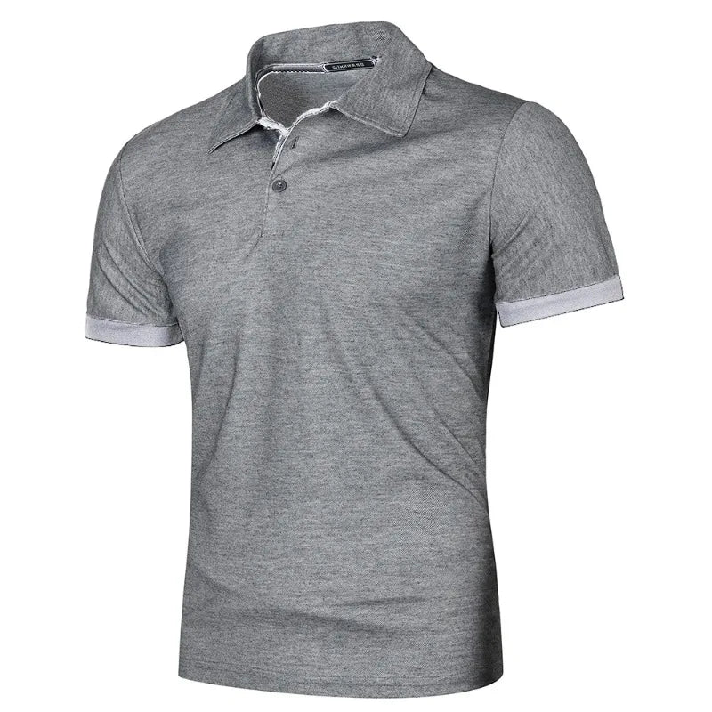 Mens Lightweight Short Sleeve Polo Shirt - Solid Color Streetwear for Summer Sports - ZOOMNSTORE
