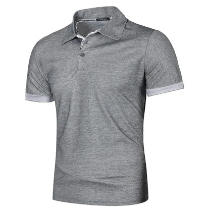 Mens Lightweight Short Sleeve Polo Shirt - Solid Color Streetwear for Summer Sports - ZOOMNSTORE