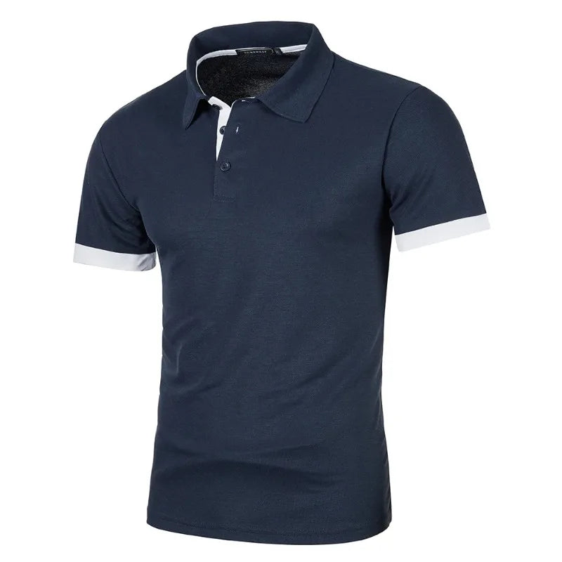 Mens Lightweight Short Sleeve Polo Shirt - Solid Color Streetwear for Summer Sports - ZOOMNSTORE