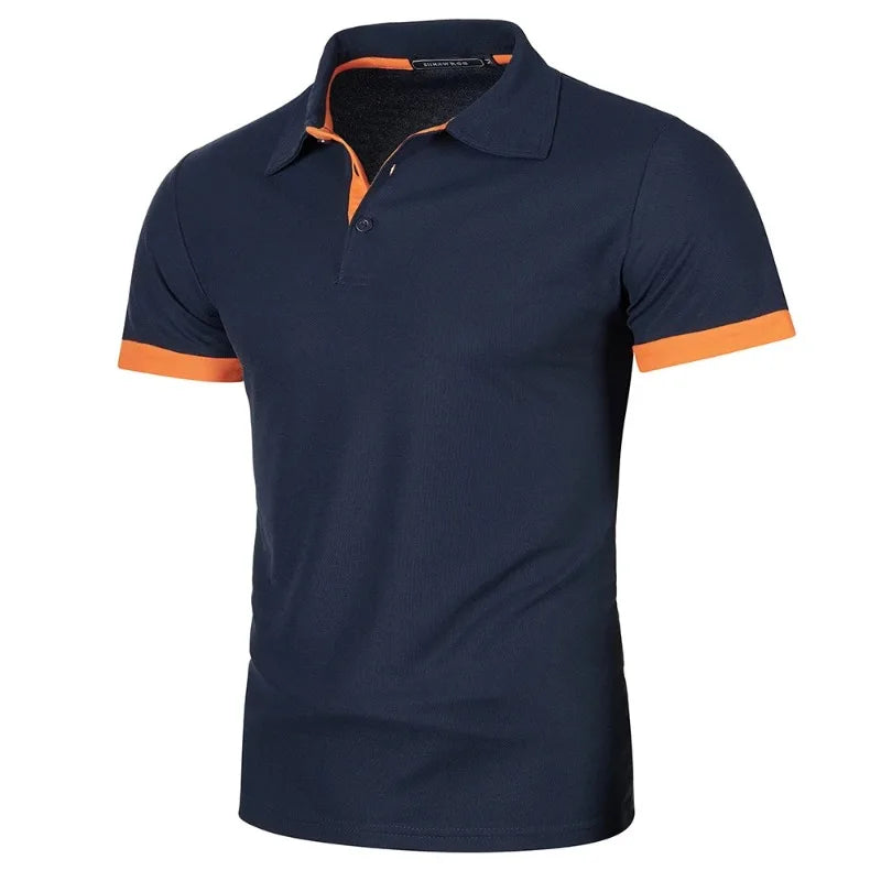 Mens Lightweight Short Sleeve Polo Shirt - Solid Color Streetwear for Summer Sports - ZOOMNSTORE