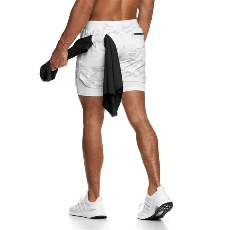 Mens Quick-Dry 2-in-1 Summer Shorts - Casual Fitness Jogging Bottoms - ZOOMNSTORE