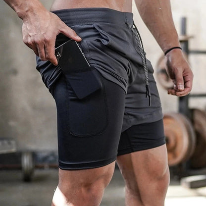 Mens Quick-Dry 2-in-1 Summer Shorts - Casual Fitness Jogging Bottoms - ZOOMNSTORE