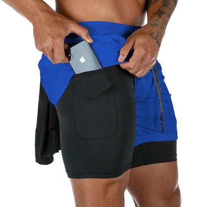 Mens Quick-Dry 2-in-1 Summer Shorts - Casual Fitness Jogging Bottoms - ZOOMNSTORE