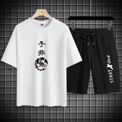 Mens Quick Dry 3D Printed Sports Tracksuit - Casual Breathable Short Sleeve T-Shirt  Shorts Set - ZOOMNSTORE