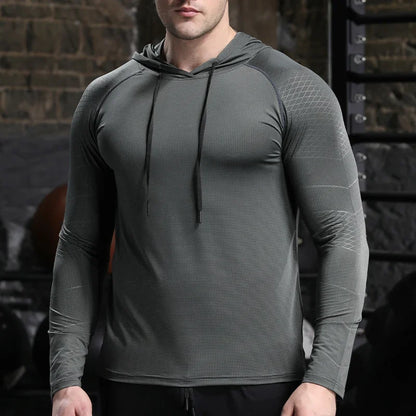 Mens Quick Dry Outdoor Hoodie - Long Sleeve Running Activewear - ZOOMNSTORE