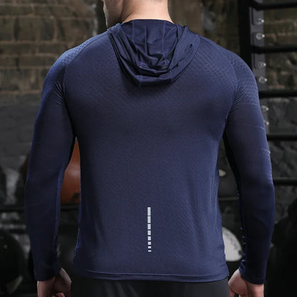 Mens Quick Dry Outdoor Hoodie - Long Sleeve Running Activewear - ZOOMNSTORE