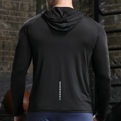 Mens Quick Dry Outdoor Hoodie - Long Sleeve Running Activewear - ZOOMNSTORE