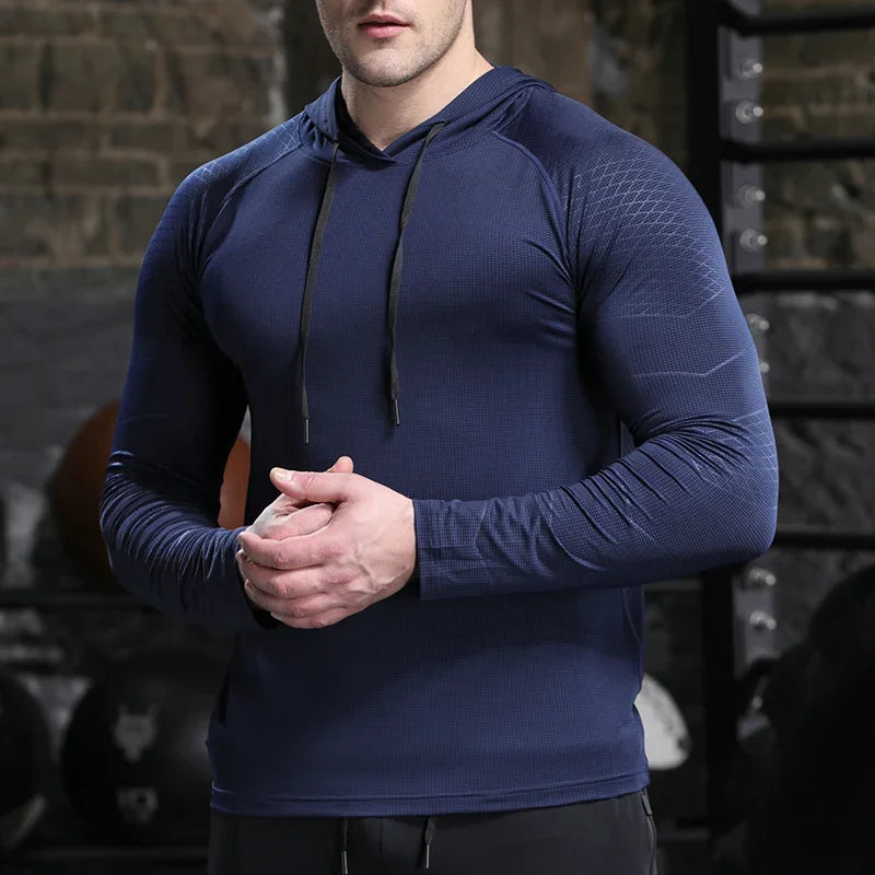 Mens Quick Dry Outdoor Hoodie - Long Sleeve Running Activewear - ZOOMNSTORE