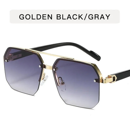 Mens Retro Metal Sunglasses - Square Half Frame Casual Eyewear - ZOOMNSTORE