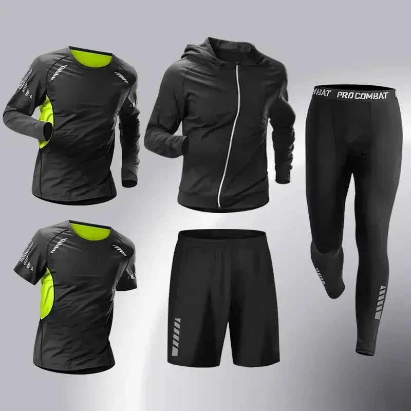 Mens Running Sportswear - Compression Tracksuit & Dry Fit Leggings Fitness Jogging Set - ZOOMNSTORE