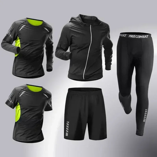 Mens Running Sportswear - Compression Tracksuit & Dry Fit Leggings Fitness Jogging Set - ZOOMNSTORE