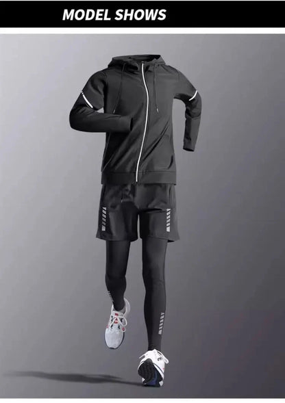 Mens Running Sportswear - Compression Tracksuit & Dry Fit Leggings Fitness Jogging Set - ZOOMNSTORE