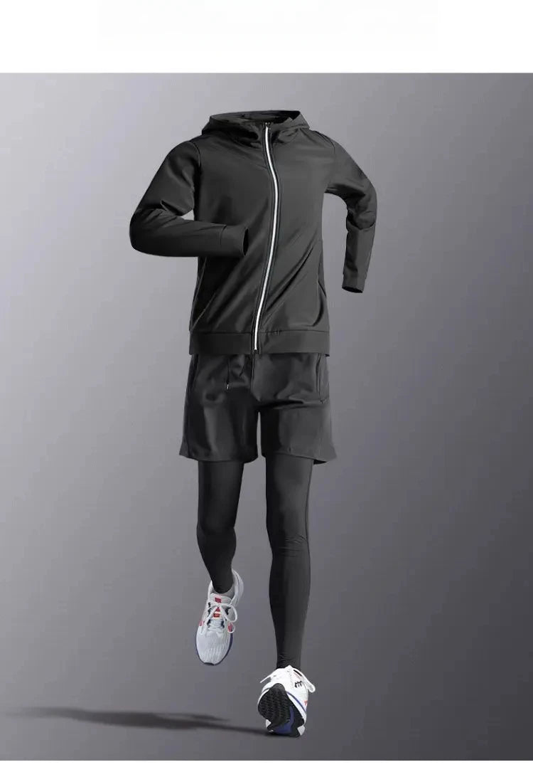 Mens Running Sportswear - Compression Tracksuit & Dry Fit Leggings Fitness Jogging Set - ZOOMNSTORE