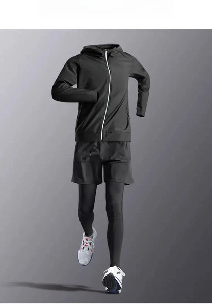 Mens Running Sportswear - Compression Tracksuit & Dry Fit Leggings Fitness Jogging Set - ZOOMNSTORE