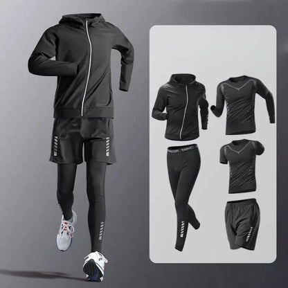 Mens Running Sportswear - Compression Tracksuit & Dry Fit Leggings Fitness Jogging Set - ZOOMNSTORE