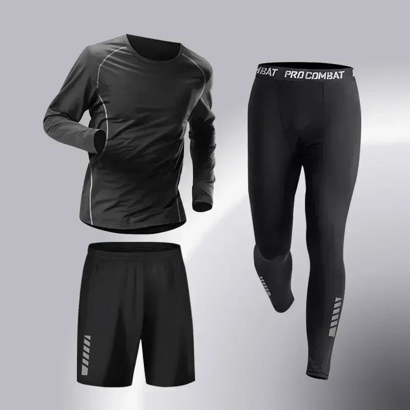 Mens Running Sportswear - Compression Tracksuit & Dry Fit Leggings Fitness Jogging Set - ZOOMNSTORE