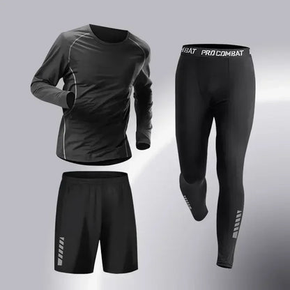 Mens Running Sportswear - Compression Tracksuit & Dry Fit Leggings Fitness Jogging Set - ZOOMNSTORE
