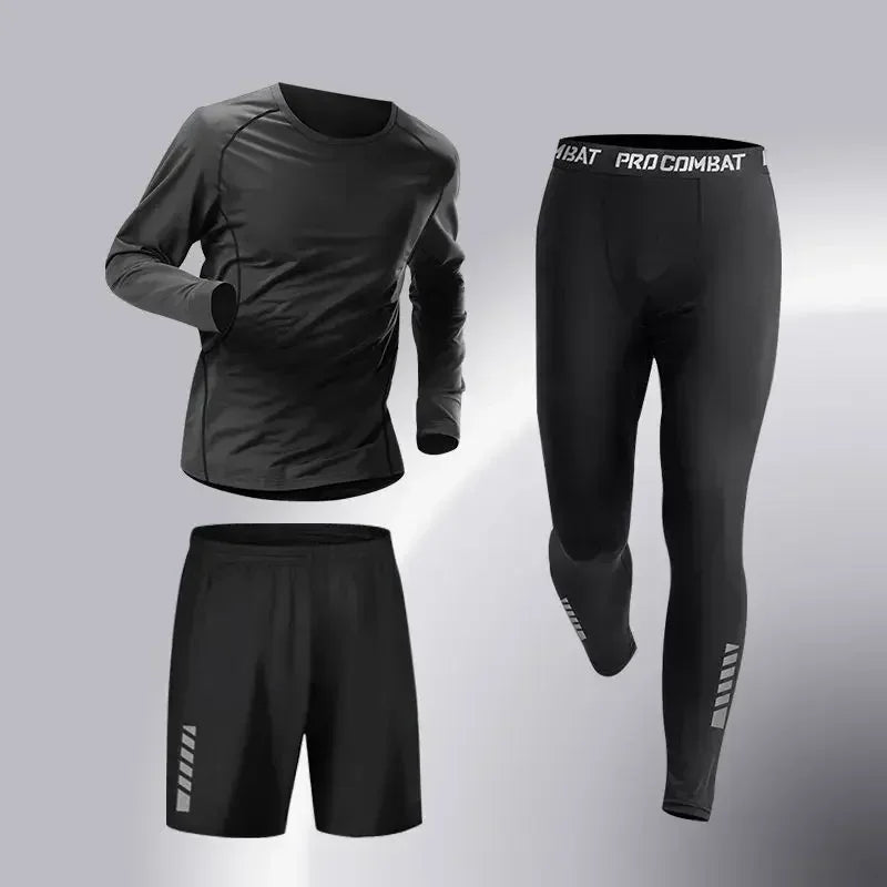 Mens Running Sportswear - Compression Tracksuit & Dry Fit Leggings Fitness Jogging Set - ZOOMNSTORE