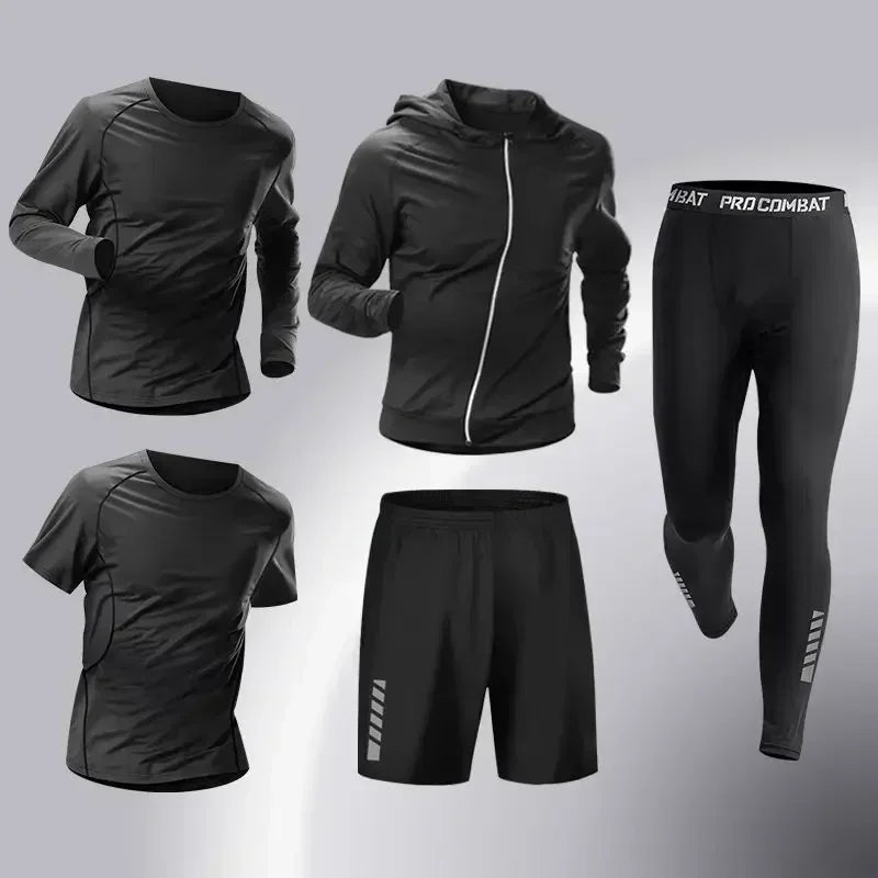 Mens Running Sportswear - Compression Tracksuit & Dry Fit Leggings Fitness Jogging Set - ZOOMNSTORE