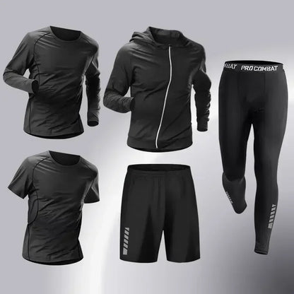 Mens Running Sportswear - Compression Tracksuit & Dry Fit Leggings Fitness Jogging Set - ZOOMNSTORE