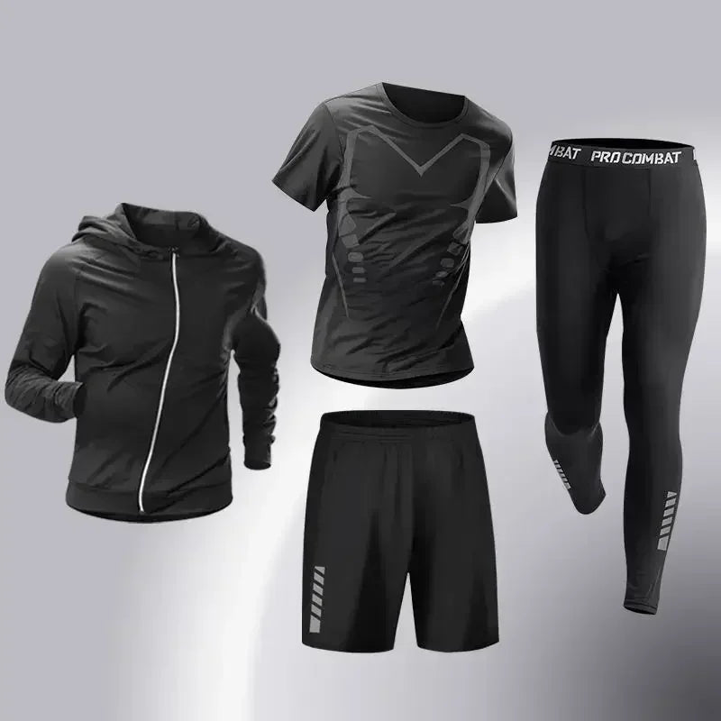 Mens Running Sportswear - Compression Tracksuit & Dry Fit Leggings Fitness Jogging Set - ZOOMNSTORE