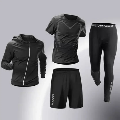 Mens Running Sportswear - Compression Tracksuit & Dry Fit Leggings Fitness Jogging Set - ZOOMNSTORE