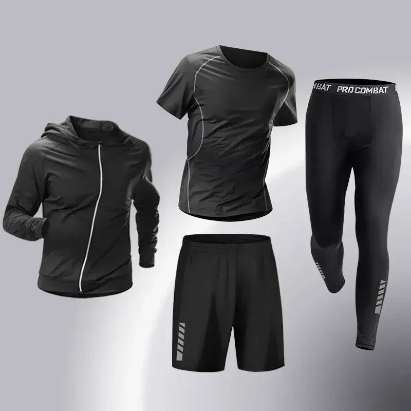 Mens Running Sportswear - Compression Tracksuit & Dry Fit Leggings Fitness Jogging Set - ZOOMNSTORE