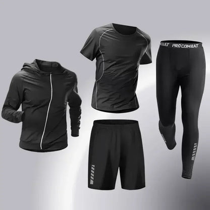 Mens Running Sportswear - Compression Tracksuit & Dry Fit Leggings Fitness Jogging Set - ZOOMNSTORE