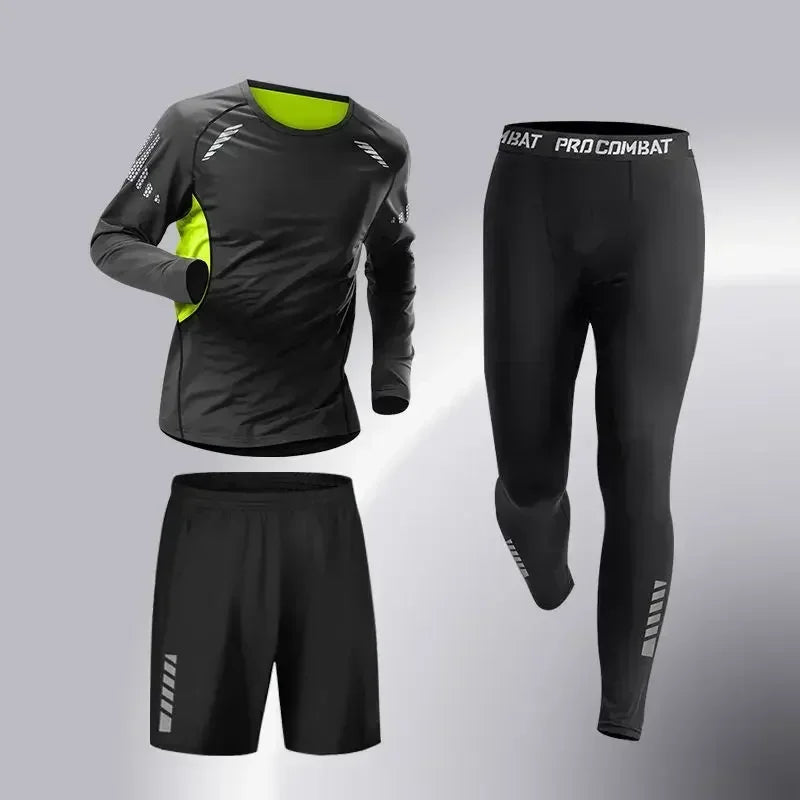 Mens Running Sportswear - Compression Tracksuit & Dry Fit Leggings Fitness Jogging Set - ZOOMNSTORE