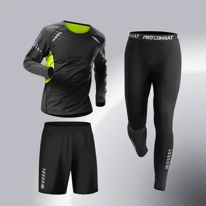 Mens Running Sportswear - Compression Tracksuit & Dry Fit Leggings Fitness Jogging Set - ZOOMNSTORE