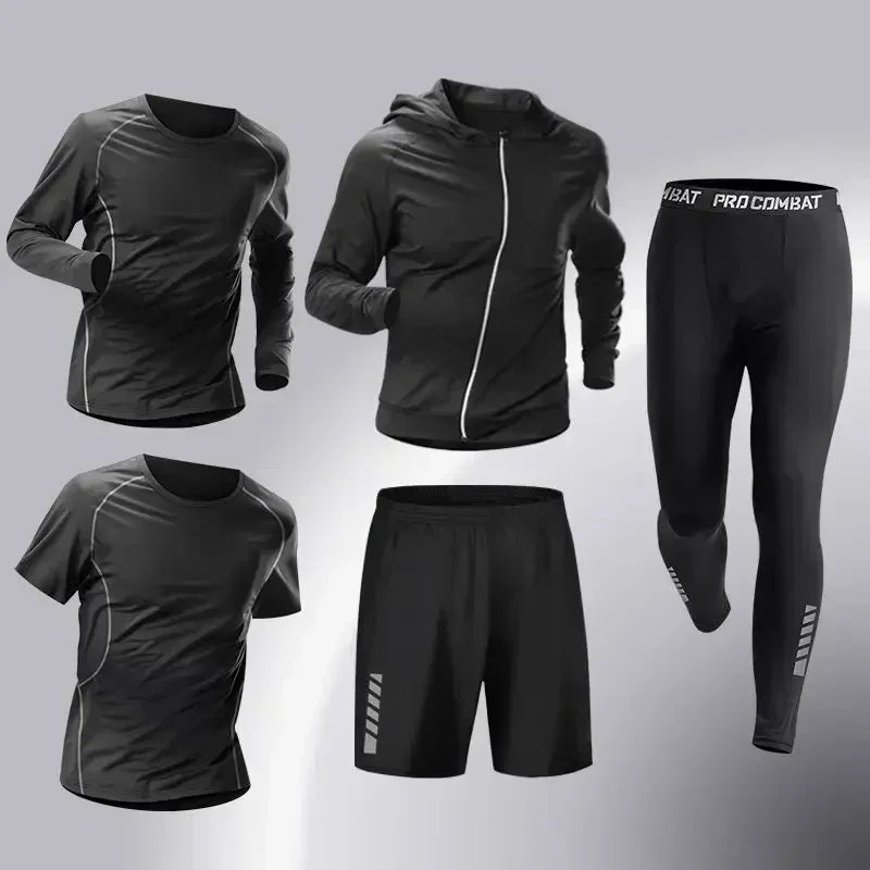 Mens Running Sportswear - Compression Tracksuit & Dry Fit Leggings Fitness Jogging Set - ZOOMNSTORE