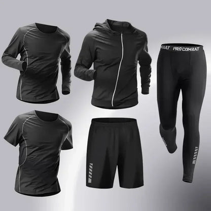 Mens Running Sportswear - Compression Tracksuit & Dry Fit Leggings Fitness Jogging Set - ZOOMNSTORE