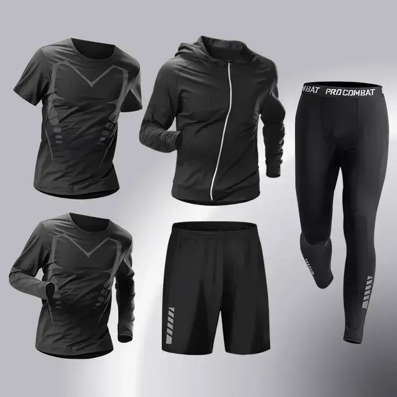 Mens Running Sportswear - Compression Tracksuit & Dry Fit Leggings Fitness Jogging Set - ZOOMNSTORE
