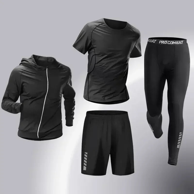 Mens Running Sportswear - Compression Tracksuit & Dry Fit Leggings Fitness Jogging Set - ZOOMNSTORE