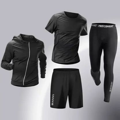 Mens Running Sportswear - Compression Tracksuit & Dry Fit Leggings Fitness Jogging Set - ZOOMNSTORE