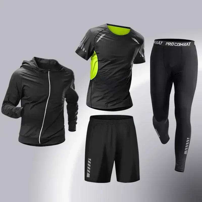 Mens Running Sportswear - Compression Tracksuit & Dry Fit Leggings Fitness Jogging Set - ZOOMNSTORE