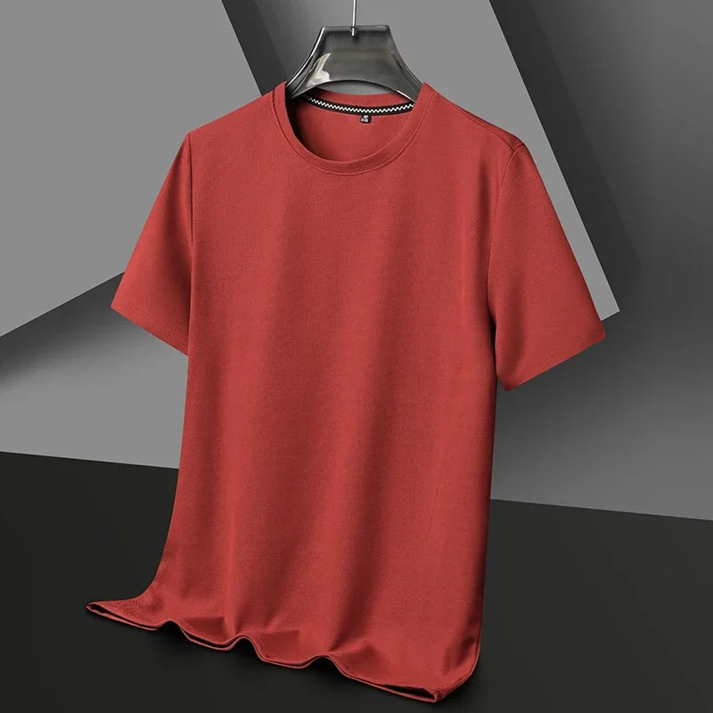 Mens Short Sleeve Polo Shirt - Cotton Waffle Splicing Top - ZOOMNSTORE