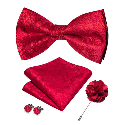 Champagne Silk Jacquard Paisley Bow Tie Set - Pre-tied Bowtie Brooch Hanky  Cufflinks for Weddings  Business - ZOOMNSTORE