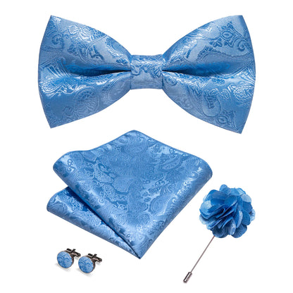 Champagne Silk Jacquard Paisley Bow Tie Set - Pre-tied Bowtie Brooch Hanky  Cufflinks for Weddings  Business - ZOOMNSTORE