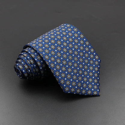Mens Silk Tie - 75cm Soft Novelty Necktie in Blue Green Orange Floral Pattern - ZOOMNSTORE