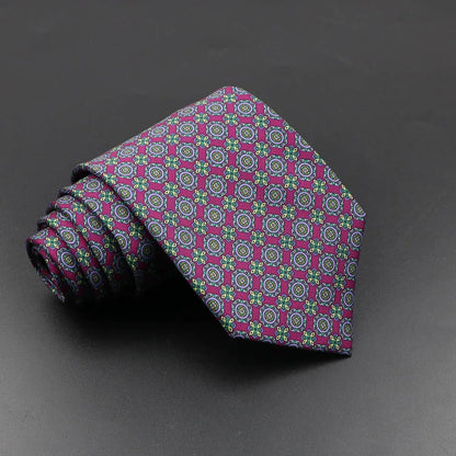 Mens Silk Tie - 75cm Soft Novelty Necktie in Blue Green Orange Floral Pattern - ZOOMNSTORE