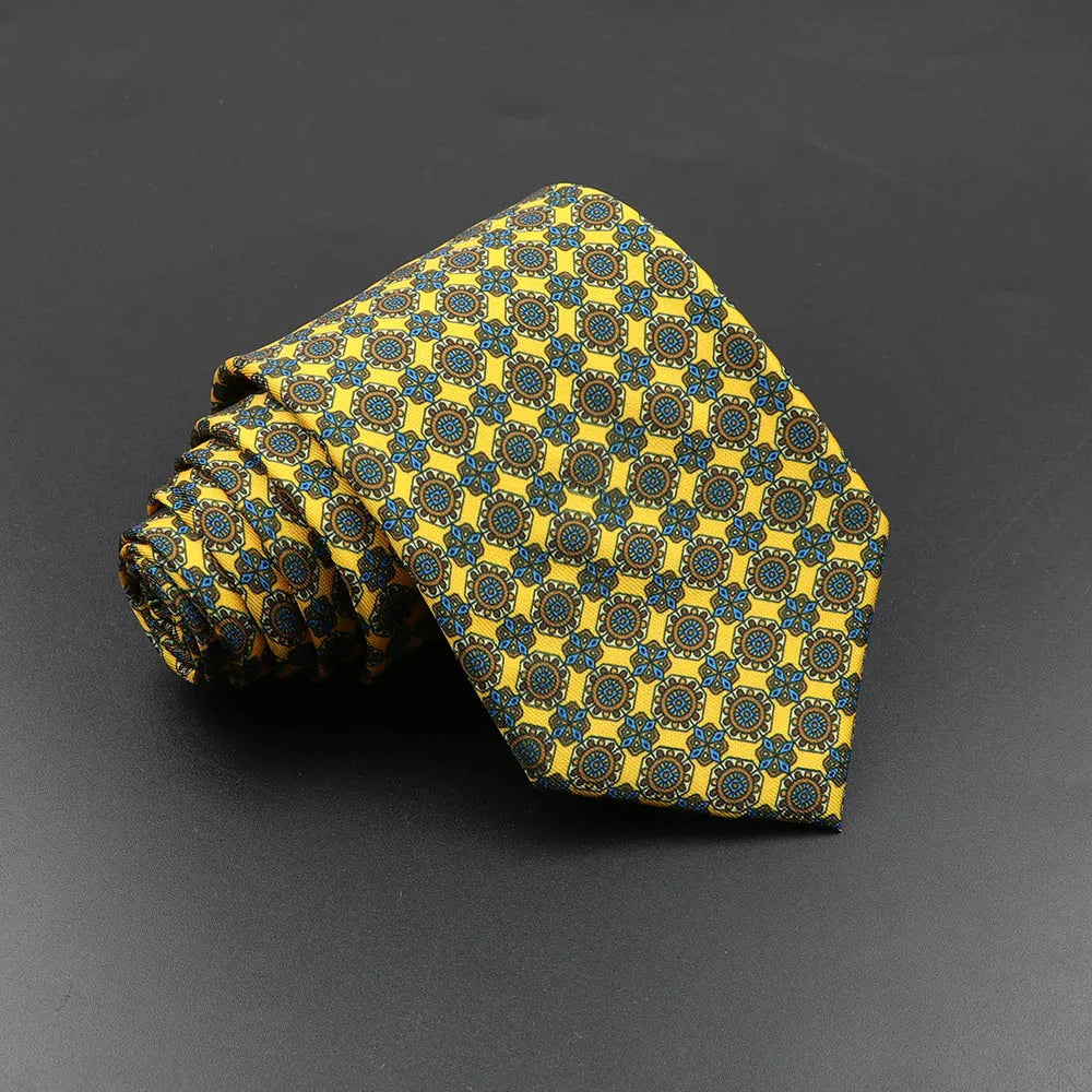 Mens Silk Tie - 75cm Soft Novelty Necktie in Blue Green Orange Floral Pattern - ZOOMNSTORE