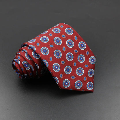 Mens Silk Tie - 75cm Soft Novelty Necktie in Blue Green Orange Floral Pattern - ZOOMNSTORE