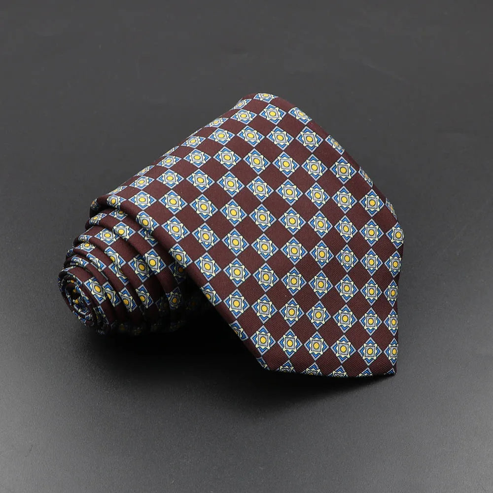 Mens Silk Tie - 75cm Soft Novelty Necktie in Blue Green Orange Floral Pattern - ZOOMNSTORE