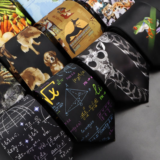 Mens Silk Tie - Creative Graffiti Animal Print Necktie for Business Weddings and Parties - ZOOMNSTORE